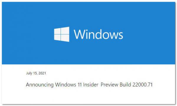 Windows 11 Insider Preview 21H2 22000.71 更新内容